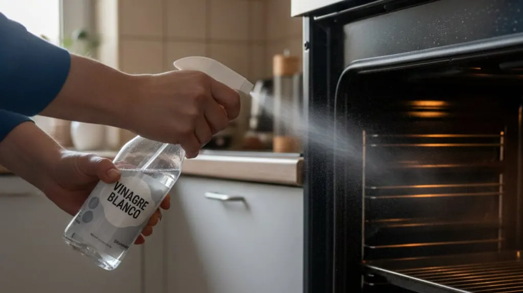 Spraya vit vinäger i en avstängd ugn – ett enkelt sätt att förbättra kökshygienen